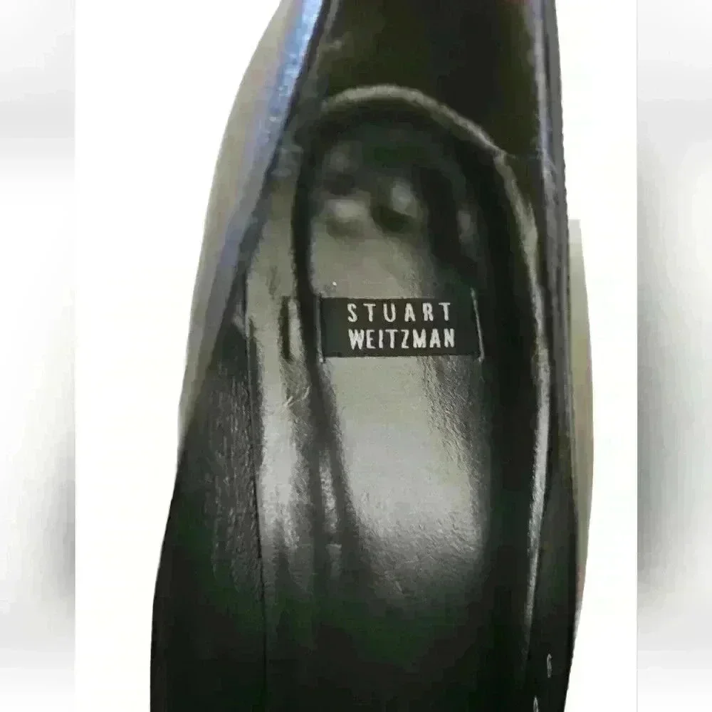 Stewart Weitzman Women's Black Leather Pointed Toe Pump 8